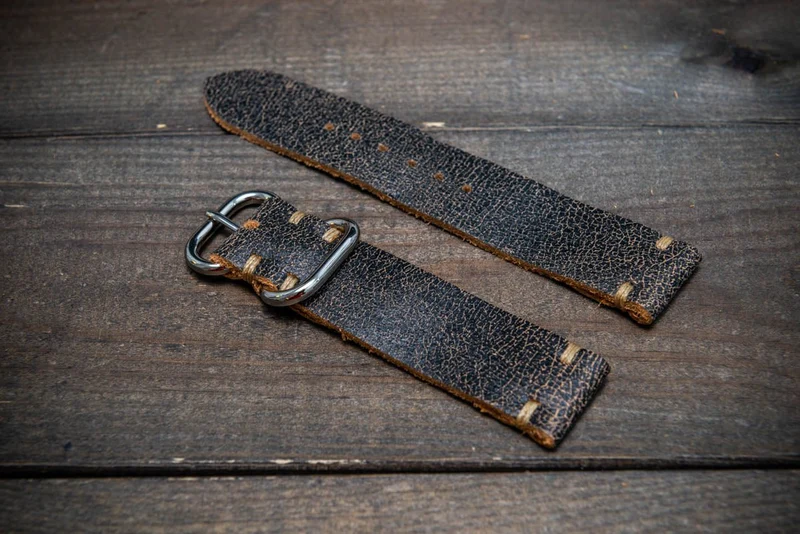 Badalassi Greyroad Wax leather watch strap. Hand-made to order in Finland.