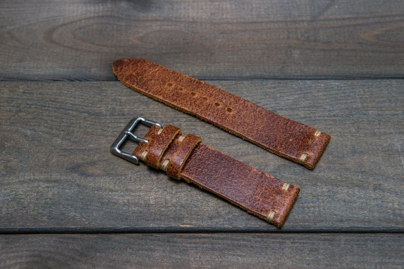 Suede vintage leather watch strap (Crazy cow), handmade in Finland