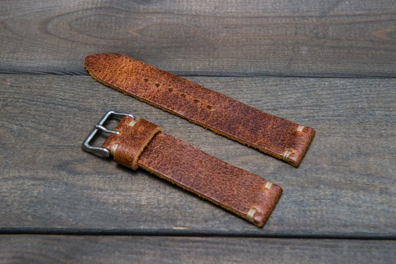 Suede vintage leather watch strap (Crazy cow), handmade in Finland