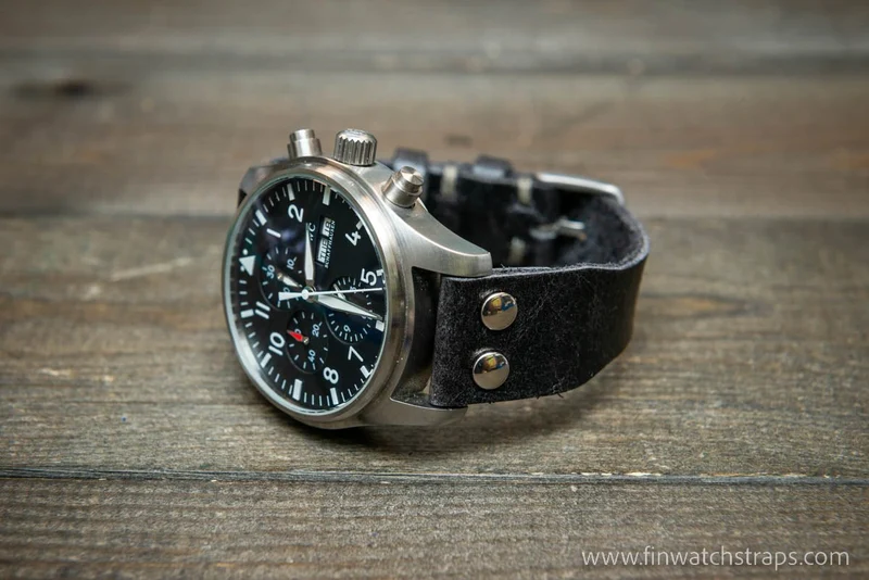 Pilot Watch Strap w/Rivets, Vintage style watch band