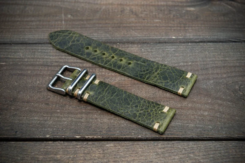 Badalassi Oliva Wax leather watch strap. Hand-made to order in Finland. 16-24 mm.