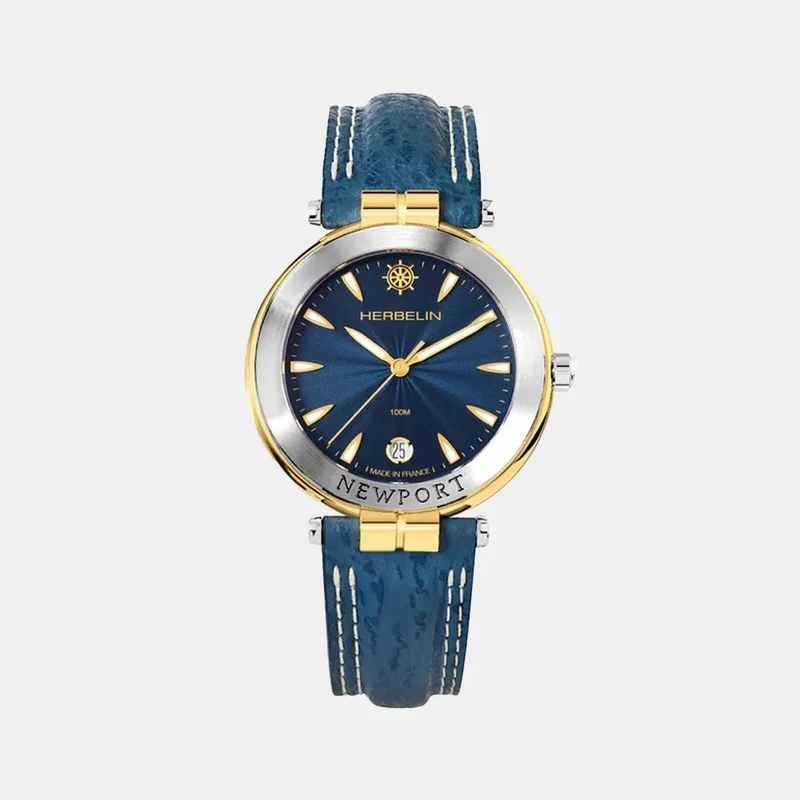 Montre HERBELIN Homme Newport en Cuir Bleu 12255T35