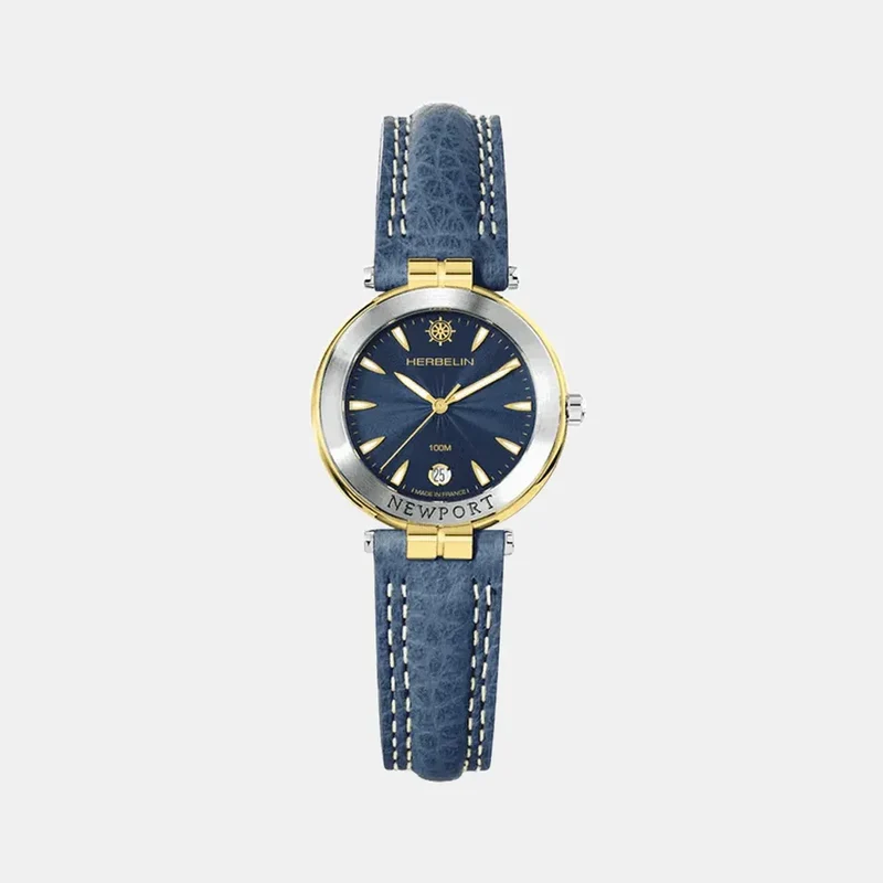Montre HERBELIN Femme Newport en Cuir Bleu 14255T35