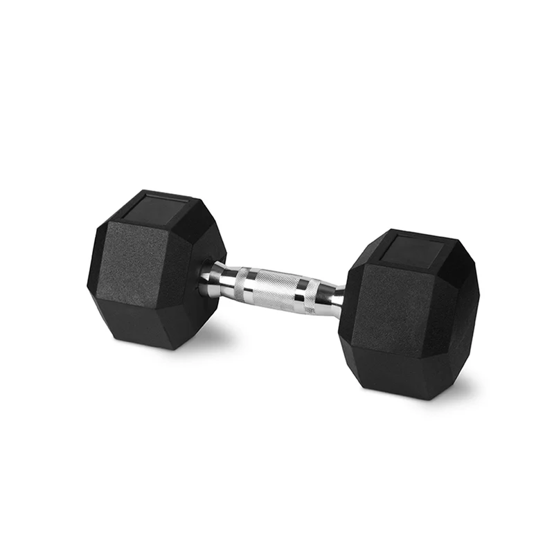 Bodyworx Rubber Hex Dumbbell 10kg Chromed Grip Home Gym Workout