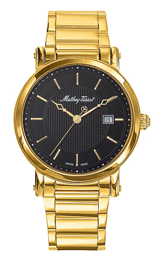 Montre Mathey-Tissot City Metal plaquée or et cadran noir HB611251MPN