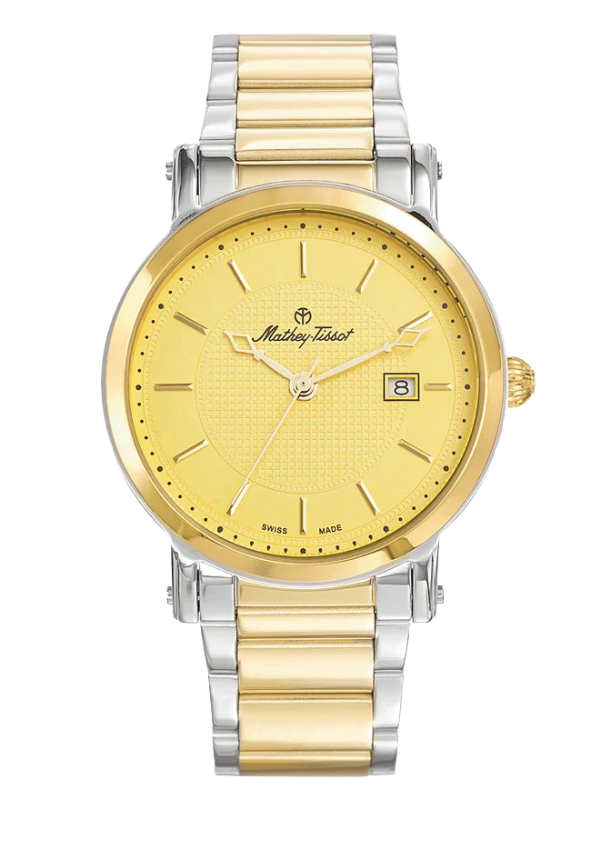 Montre Mathey-Tissot City Metal en acier inoxydable plaqué or et cadran champagne HB611251MBDI
