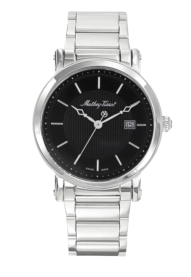 Montre Mathey-Tissot City Metal en acier inoxydable et cadran noir HB611251MAN