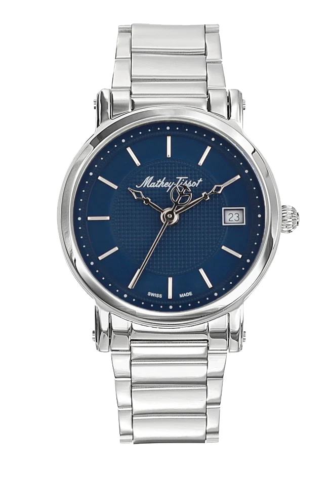 Montre Mathey-Tissot City Metal en acier inoxydable et cadran bleu HB611251MABU