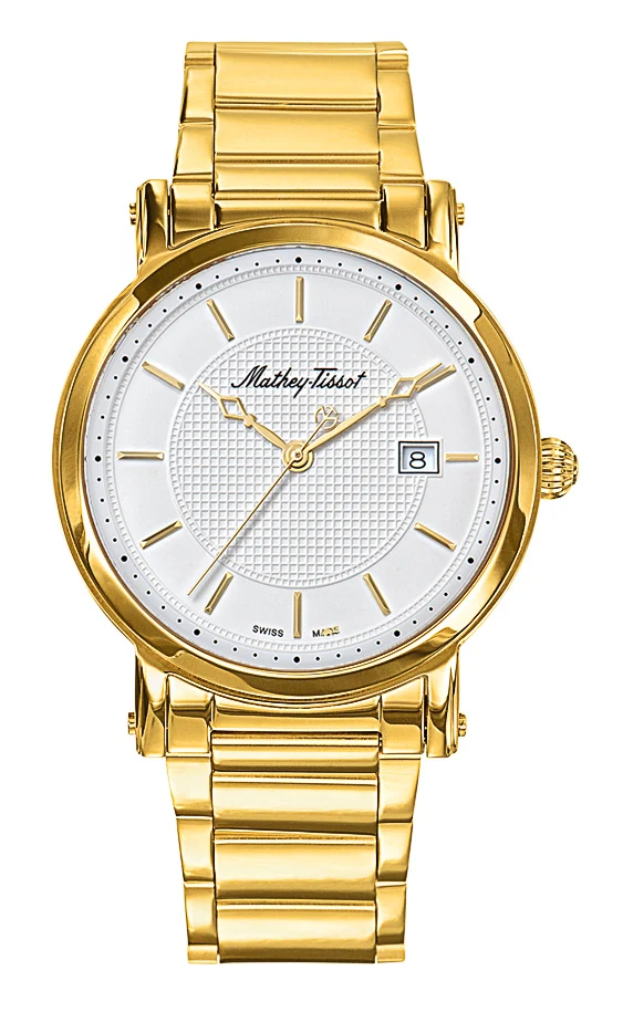 Montre Mathey-Tissot City Metal plaquée or et cadran blanc H611251MPI