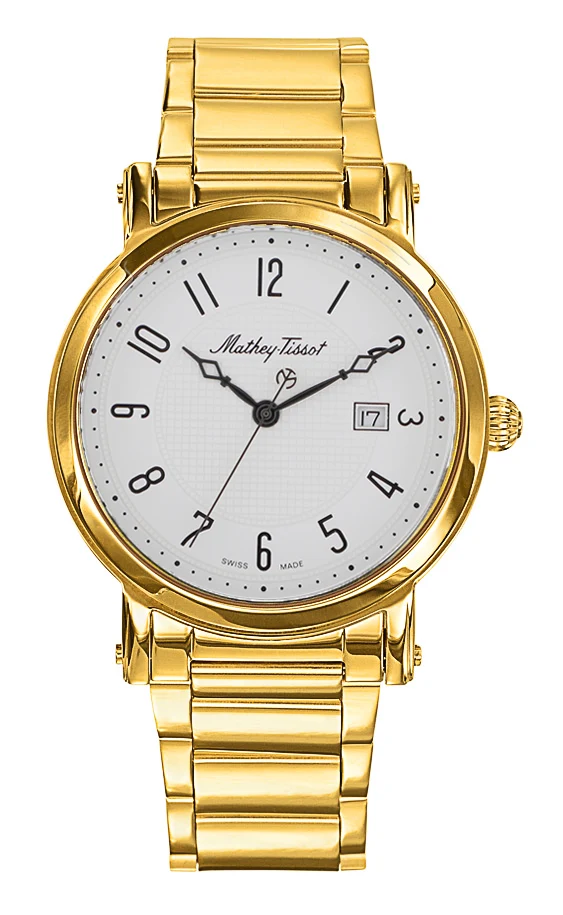 Montre Mathey-Tissot City Metal plaquée or et cadran blanc H611251MPG