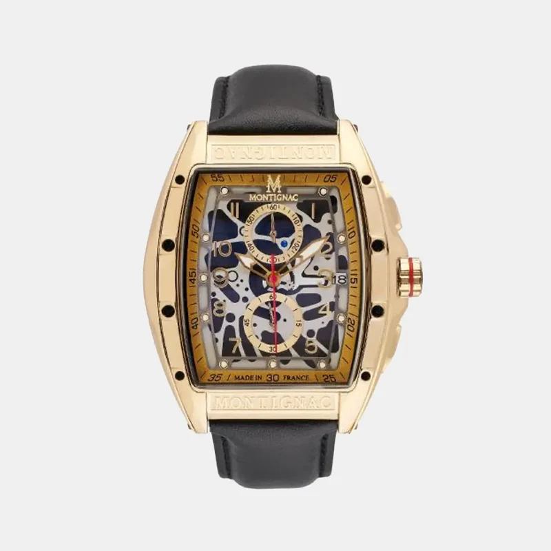 Montre MONTIGNAC Paladin Homme en Cuir Noir MOW902