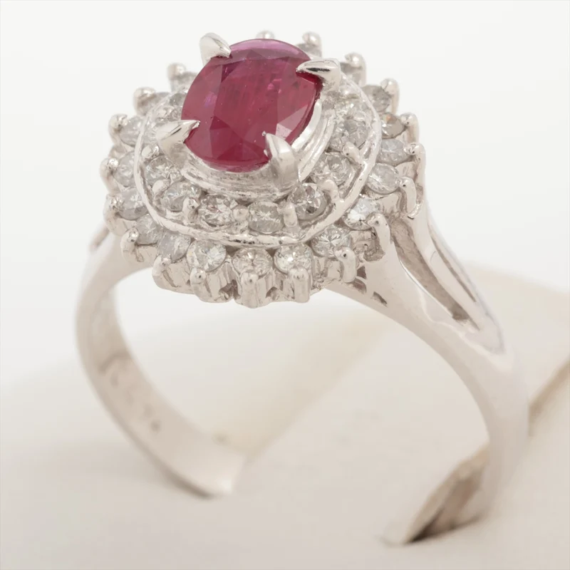 Bague Rubis 0.47 ct Diamants 0.55 ct Pt900 5.7g