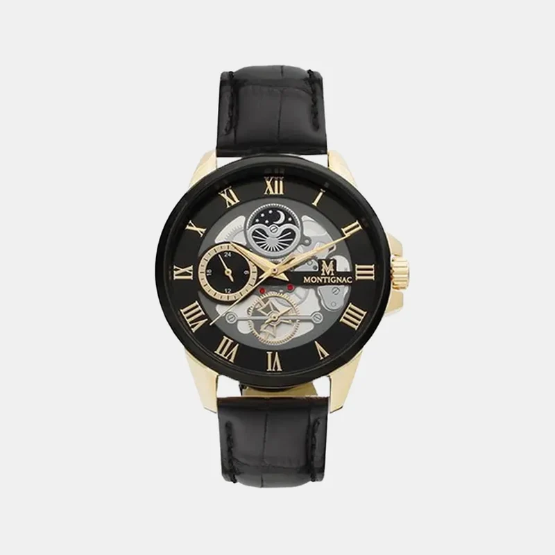 Montre MONTIGNAC Origine Homme en Cuir Noir MOW148