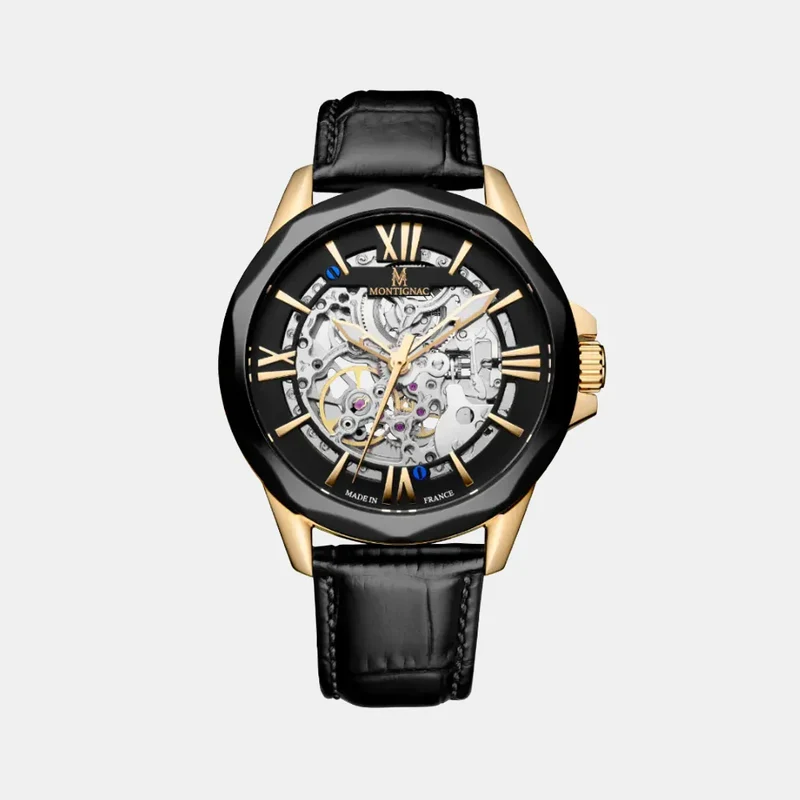 Montre MONTIGNAC Origine Homme Automatique en Cuir Noir MOW805