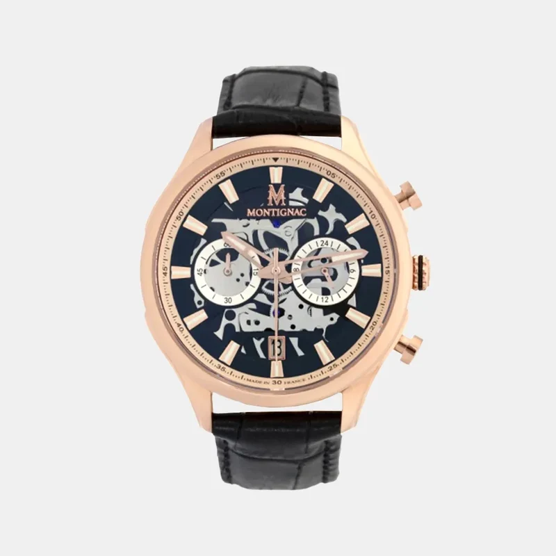 Montre MONTIGNAC Origine Homme en Cuir Noir MOW1006