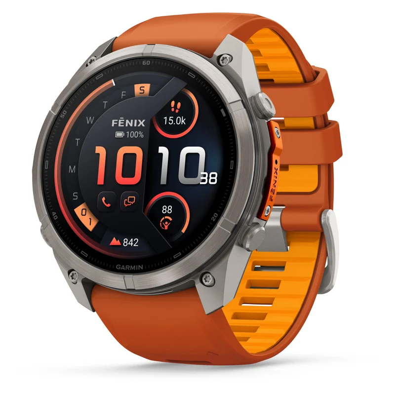 Garmin fenix 9 Pro InReach 51mm Titanium with Autumn Orange/Spark Orange Silicone Band