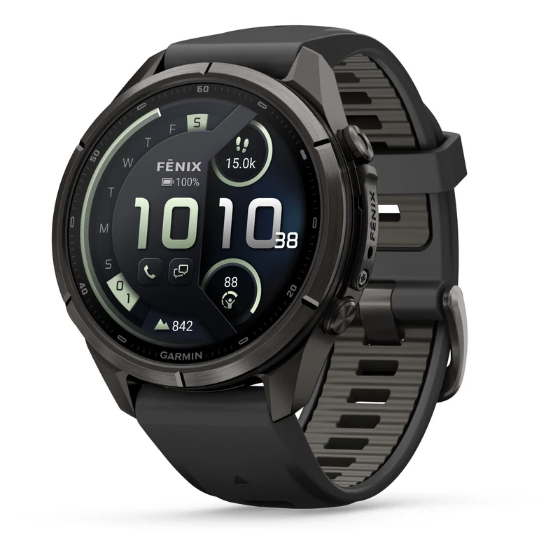 Garmin fenix 9 Pro InReach 43mm Carbon Grey DLC with Black/Pebble Grey Silicone Band
