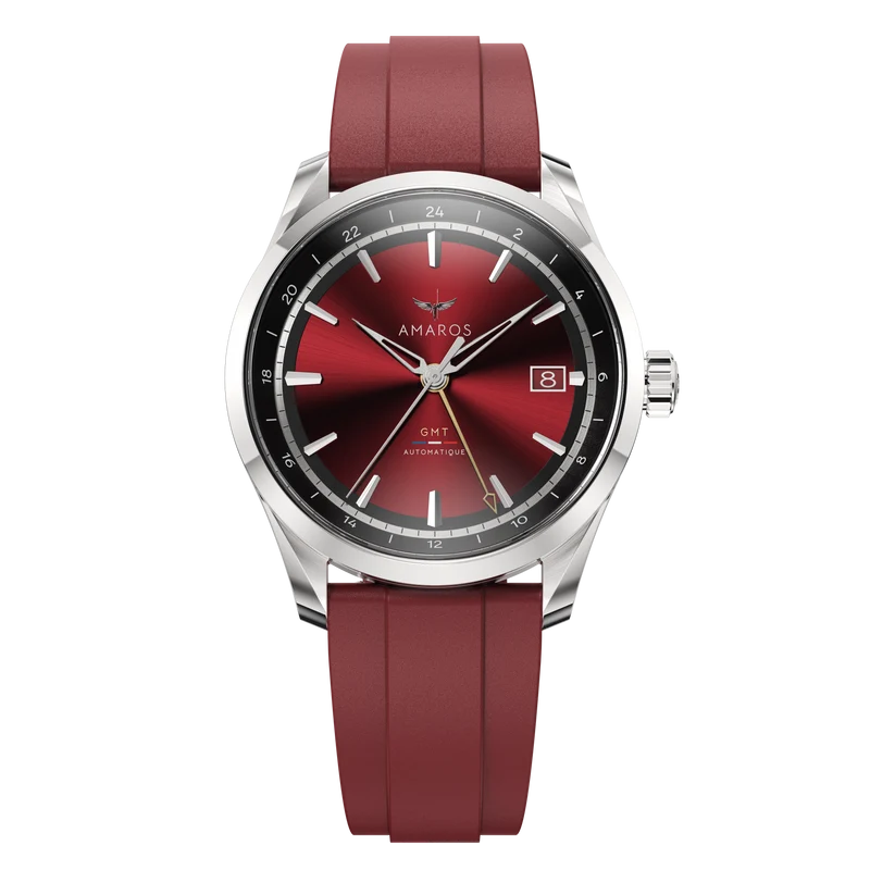 L'Odyssée - Automatic GMT Watch - Rouge Bordeaux