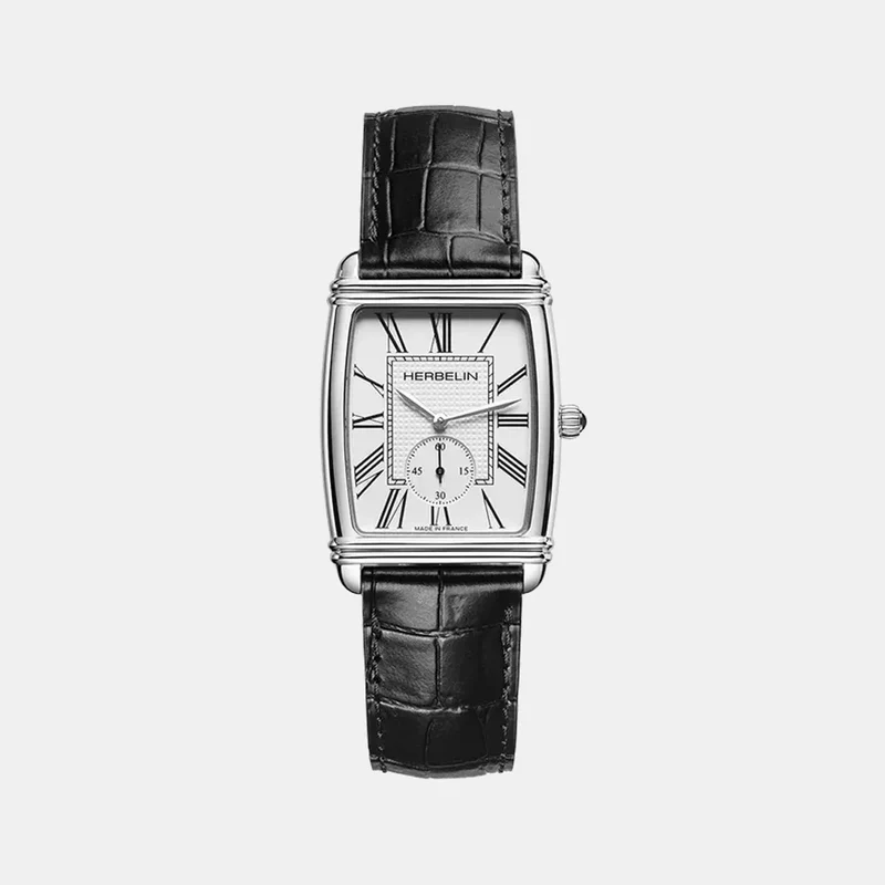 Montre HERBELIN Homme Art Déco en Cuir Noir 10638AP08