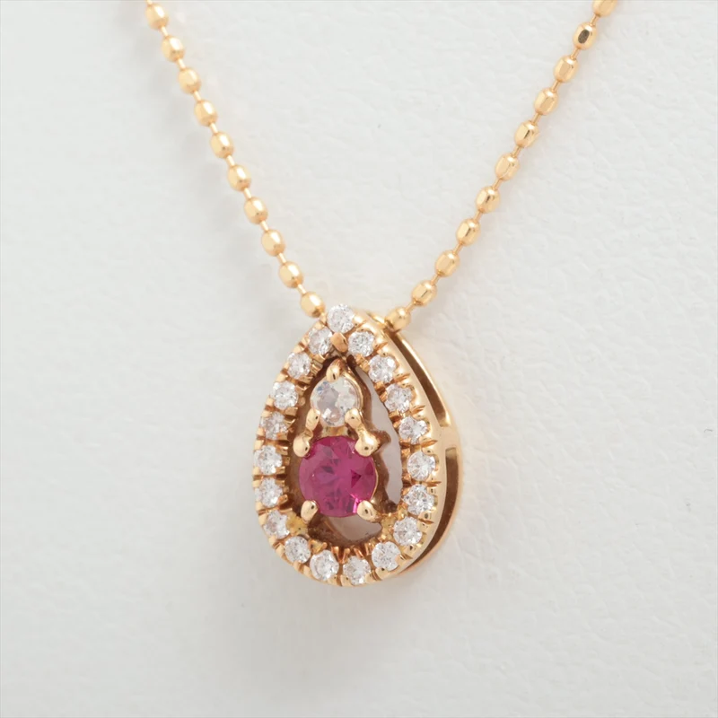 Collier Rubis 0.11 ct Diamants 0.11 ct Or Jaune 18kt 2.4g