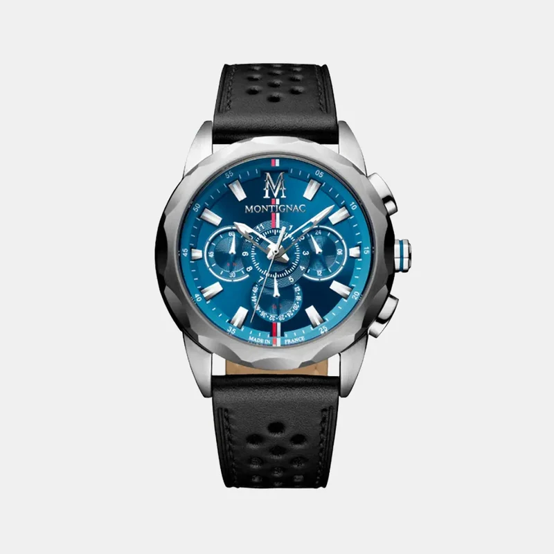 Montre MONTIGNAC Origine Homme Chronographe en Cuir Noir MOW1202