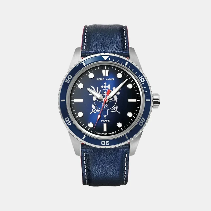 Montre PIERRE LANNIER Homme Élysée en Cuir Bleu 460G166