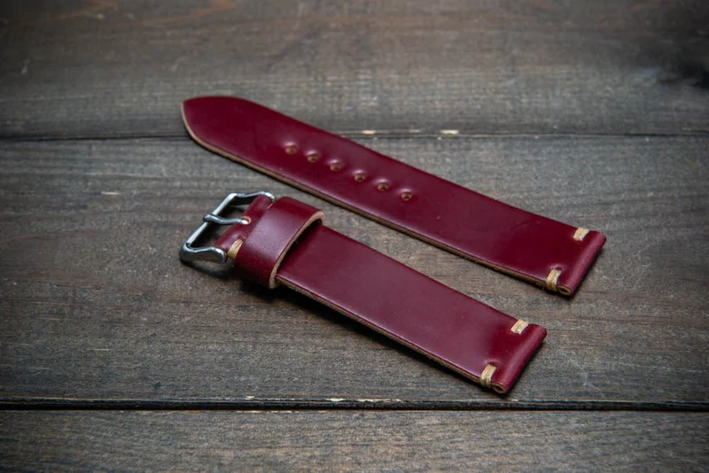 Horween Shell Cordovan leather watch strap, handmade in Finland - 10-26 mm.