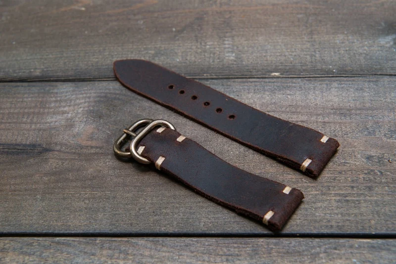 Suede vintage leather watch strap (SNUFF), handmade in Finland - 16mm, 17 mm, 18mm, 19 mm, 20mm, 21mm, 22mm, 23 mm, 24mm.