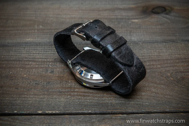One-piece military watch band, watch strap Obsidian Black