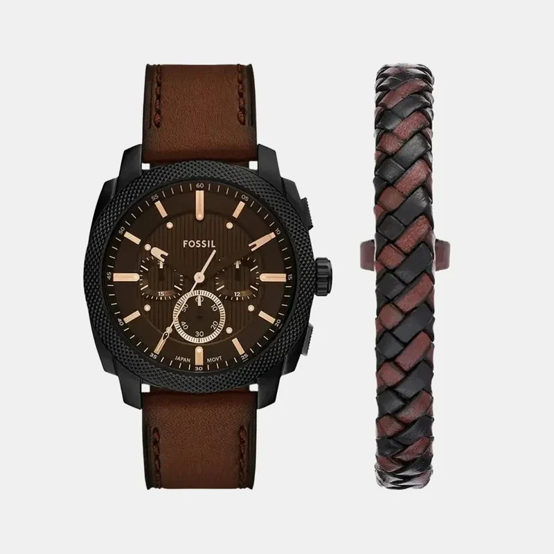 Montre FOSSIL Homme Machine Coffret Montre et Bijoux FS6102SET