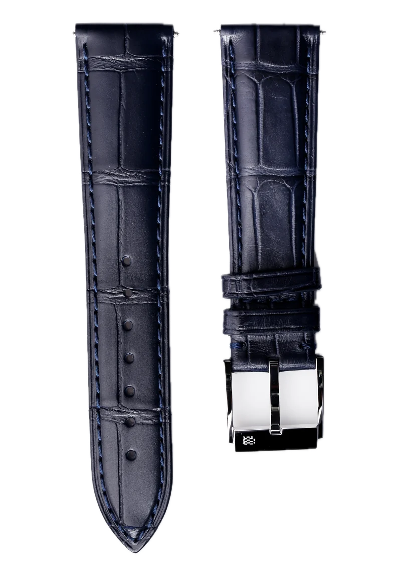 Behrens bracelet en cuir Alli-gator bleu collection classique