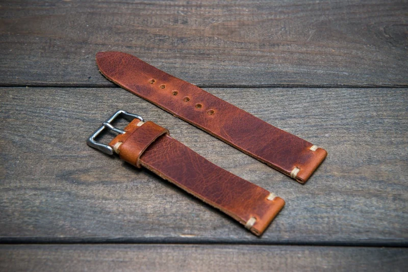 Badalassi Congac Wax leather watch strap. Hand-made to order in Finland.