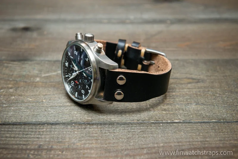 Pilot Watch Strap w/Rivets, Vintage style watch band