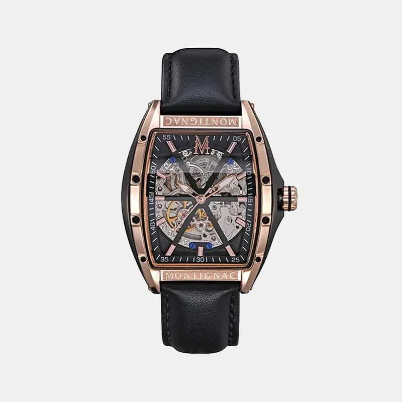 Montre MONTIGNAC Paladin Homme Automatique en Cuir Noir MOW201