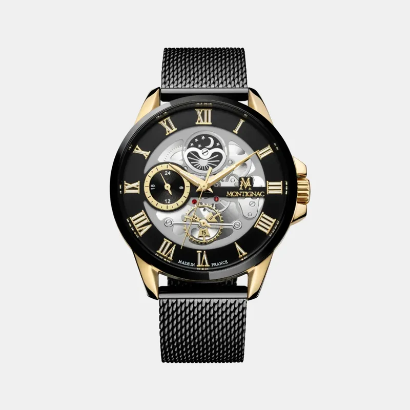 Montre MONTIGNAC Origine Homme en Acier Milanais Noir MOW158